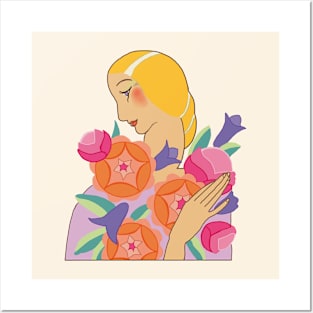 Flower Lady (on cream) Posters and Art